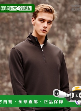 自营 scott barberPima Interlock Zip Mock，深巧克力色 - d.cho