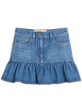 VALENTINO 女士半身裙 BDD20L9KH558 AW2025 蓝色 迷你牛仔半身裙