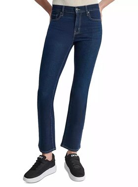 美国直邮DKNY唐可娜儿女士牛仔裤高腰喇叭裤褪色休闲时尚女装下装