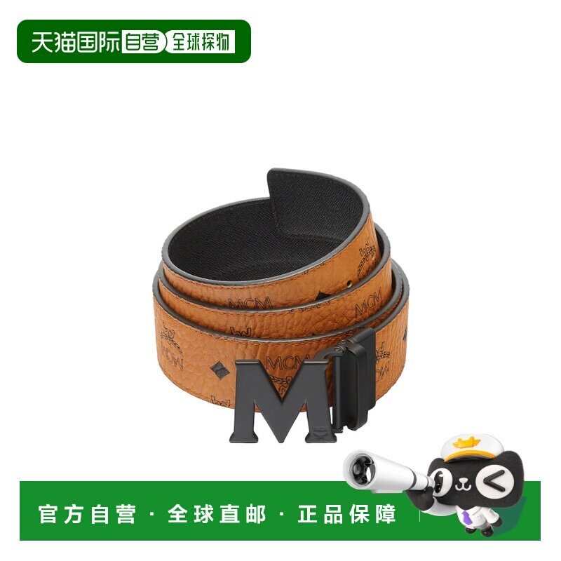 1h可退 香港直邮MCM 男士腰带 MXBAAVI08CO AW2021 黑色 徽标双面