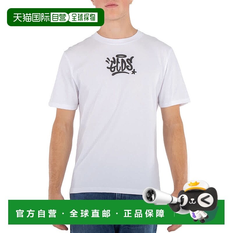 自营 GCDS白色涂鸦印花棉T恤-白色上衣 美国直发奥莱