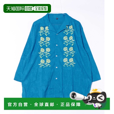 日本直邮CAYHANE 男女同款宽松刺绣半开襟衬衫 花鸟风月印花 IAC6