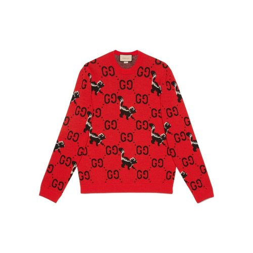 Gucci GG和鼬图案羊毛针织毛衣 711576XKCL2