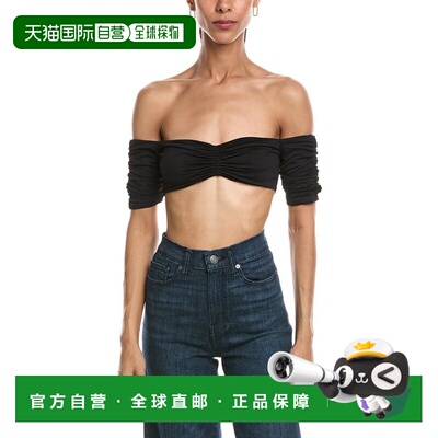 自营susana monaco Gathered Off The Shoulder Top - black 美国