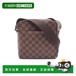 日本直邮中古LV路易威登女包B级9新Olaf PM帆布斜挎包棕色单肩包