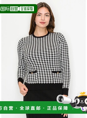 自营yal new york撞色镶边的Houndstooth毛衣-黑色 美国奥莱直发