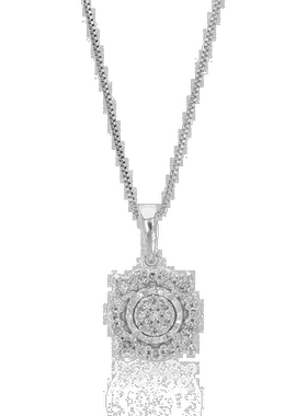 自营vir jewels1/10 克拉实验室培育钻石圆形吊坠项链 .925 纯银