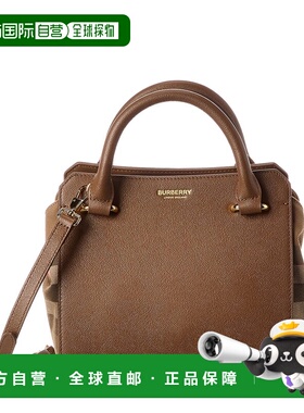 自营Burberry Banwell Check Canvas & Leather Satchel - beige