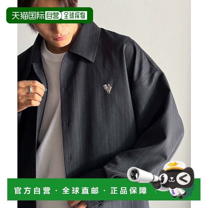 1h可退 日本直邮Classical Origin 男士宽松刺绣条纹长袖衬衫外套