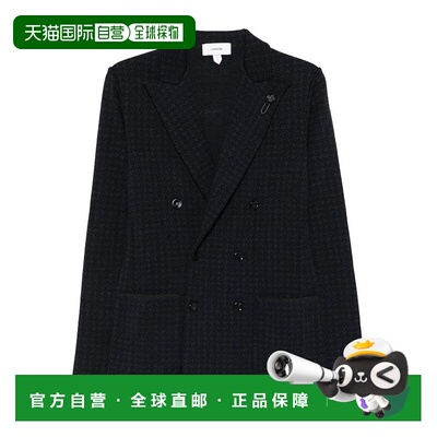 自营lardiniDouble-Breasted Houndstooth Jacket With Wide Lape
