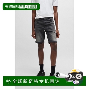 欧洲直邮HUGO BOSS雨果HUGO RED舒适弹力牛仔布黑色锥形短裤