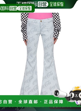 1h可退 香港直邮潮奢 Erl 女士 灰色提花牛仔裤 ERL08P014喇叭裤