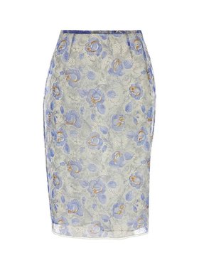 潮奢 Prada 普拉达 女士 高腰花卉印花透明铅笔裙 P123JSOOO15AE