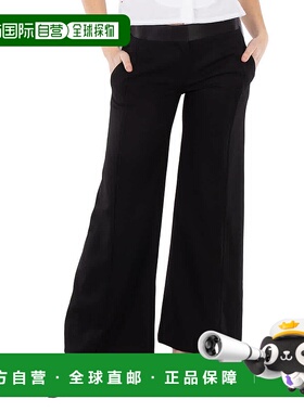 自营victoria beckham维多利亚 贝克汉姆缎面镶边长裤-黑色 美国