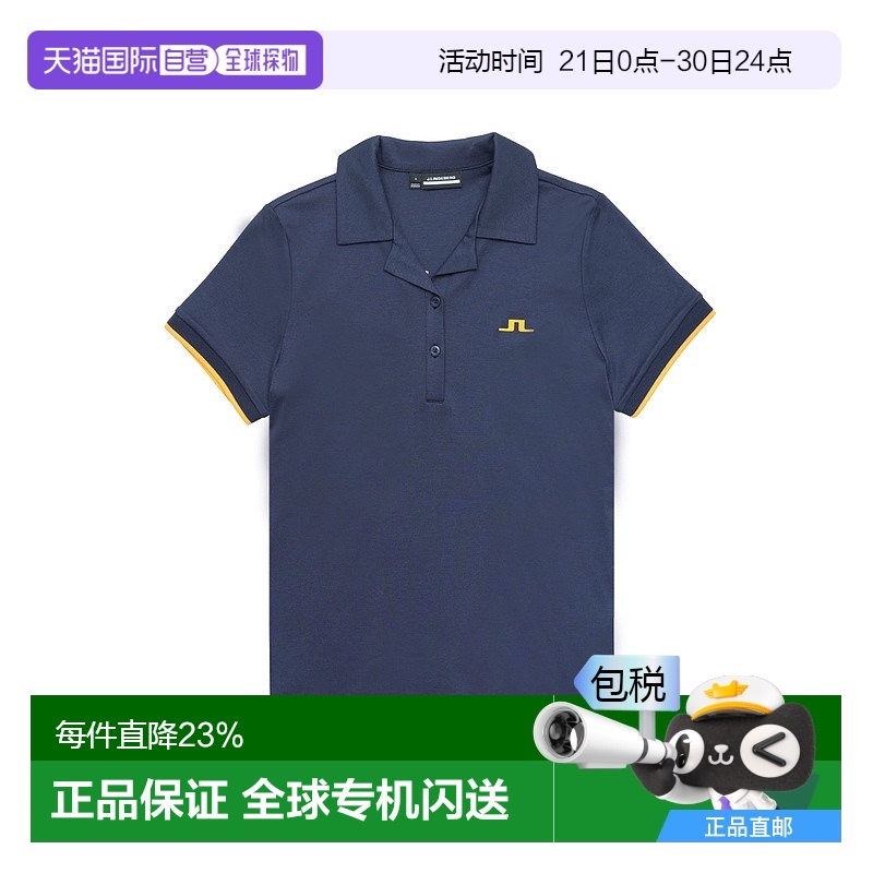 韩国直邮J lindeberg金 林德伯格高尔夫上衣女款藏青色V领系扣