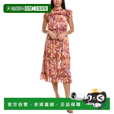 自营CeCe Smocked Waist Midi Dress - orange 美国奥莱直发