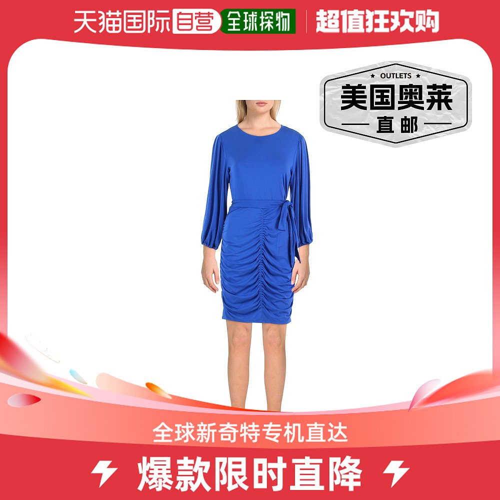 dkny女士 Ruched Puff Sleeve Sheath Dress tanzanite 【美国奥 女装/女士精品 连衣裙 原图主图