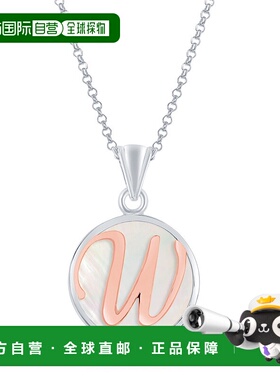 自营 simona925 纯银 MOP 吊坠，玫瑰金文字首字母带链 - w 美国