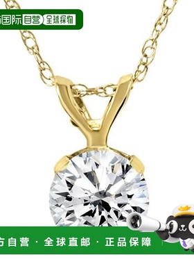 自营 pompeii31/5 克拉实验室培育单石钻石吊坠 14k 黄金项链 - 1