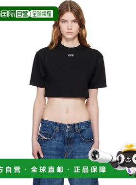1h可退 香港直邮潮奢 off-white 女士 黑色 OFF Stamp Rib Croppe