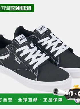自营 Vans Seldan VA4TZE187运动鞋男式黑白帆布系带滑板鞋-黑色