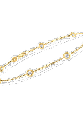 自营 Ross-Simons Diamond Station Bracelet in 14kt Yellow Gol