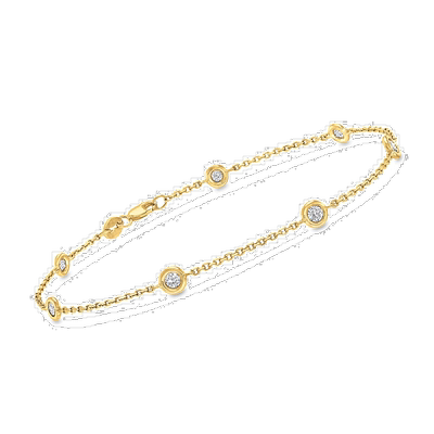 自营Ross-Simons Diamond Station Bracelet in 14kt Yellow Gold