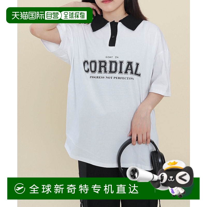 1h可退 日本直邮WOND 女装韩版宽松半袖 Polo 衫 校徽设计 WD25SM