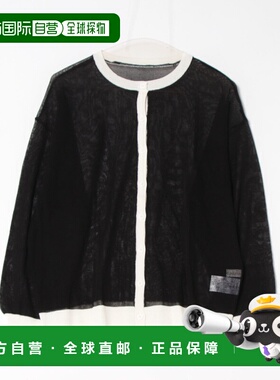 1h可退 日本直邮antiqua 女士配色透视针织开衫 PN00553