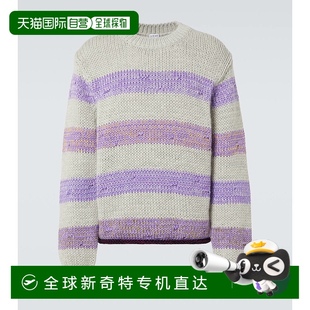 香港直邮潮奢 条纹羊毛毛衣 LOEWE 男士 purple紫 罗意威 1h可退