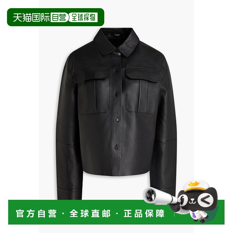 香港直邮THEORY 希尔瑞 女士 皮革夹克 P0800503BLACK