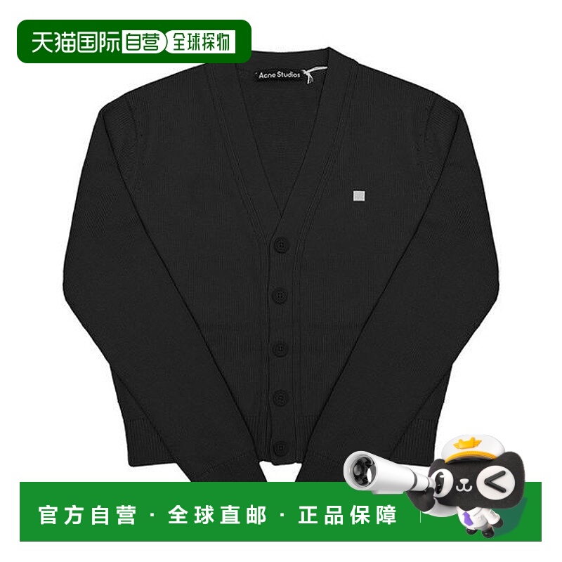 韩国直邮Acne Studios C60104 BLACK Face 徽标贴布 V 领公共开衫