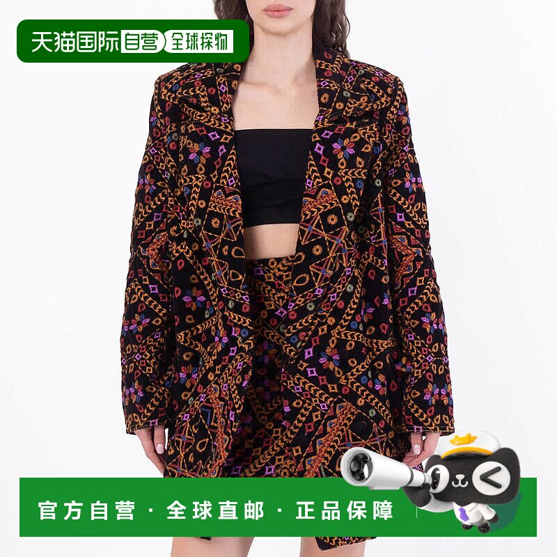 自营Farm Rio Embroidered Corduroy Blazer - brown 美国奥莱直