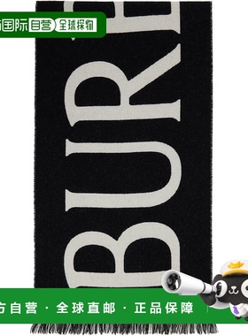 香港直邮Burberry 巴宝莉 男士 黑色 & 灰色 Text Wool 围巾 8109