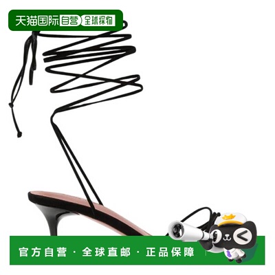 自营Amina Muaddi Lori Lace Up 60 Sandals - suede black/matte