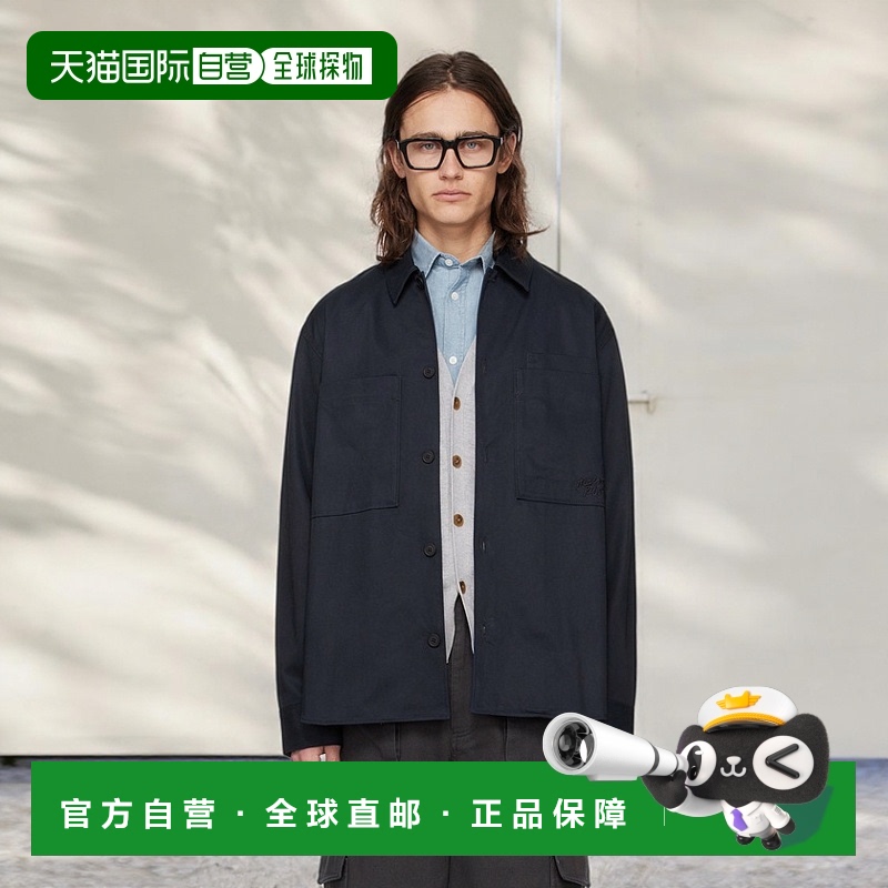 1h可退 香港直邮潮奢 MAISON KITSUNE 男士 海军蓝刺绣衬衫 MM004