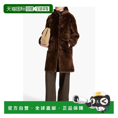 1h可退 香港直邮潮奢 YVES SALOMON 女士 毛羊皮连帽大衣 25WYM92