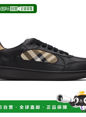 香港直邮Burberry 巴宝莉 男士 黑色 Leather & Check Terrace 运