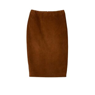 MiuMiu 女士黄色皮革背面开衩压花徽标蜡面半身裙 24新款