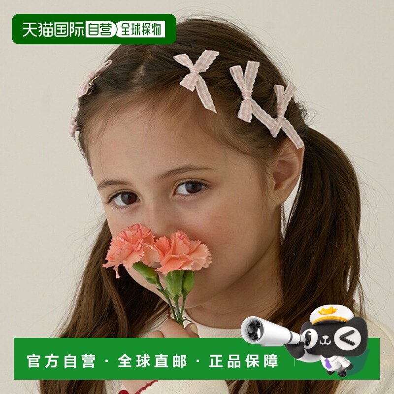 日本直邮Lycee mine 格纹丝带Q版发夹套装（6个）