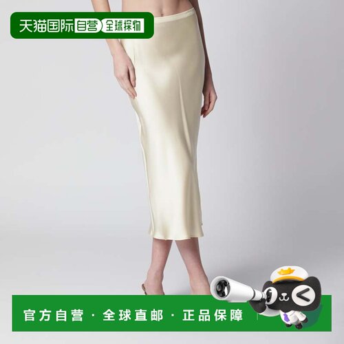 1h可退 香港直邮ANINE BING 女士 横条真丝中长半身裙(butter-col