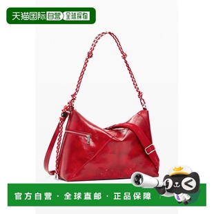 女装 德诗高 光泽仿皮 单肩包 log 1h可退 红色 日本直邮Desigual