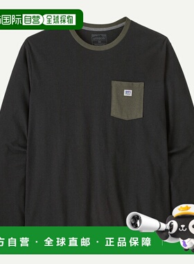 自营欧洲直邮PATAGONIA 男士长袖Shop Sticker口袋Responsibili-T