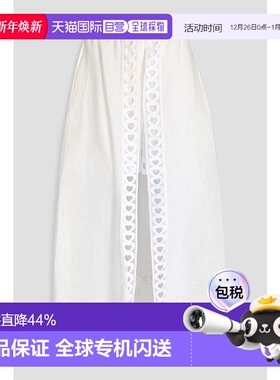 香港直邮Sandro 女士 钩编亚麻混纺中长半身裙 SFPJU01137BLANC