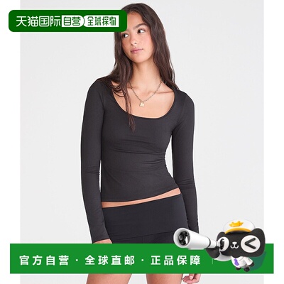 自营Aeropostale Long Sleeve Buttery Soft Scoop-Neck Tee - bl