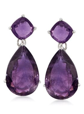【美国奥莱】直发 925 纯银 Ross-Simons 紫水晶吊式耳环 - 紫色