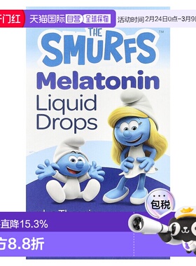 香港直邮The Smurfs,褪黑荷尔蒙液体滴剂，3 岁以上，浆果味，1 3