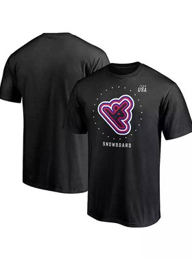 美国直邮Fanatics 男士黑色美国队滑雪板 T 恤 舒适休闲百搭款