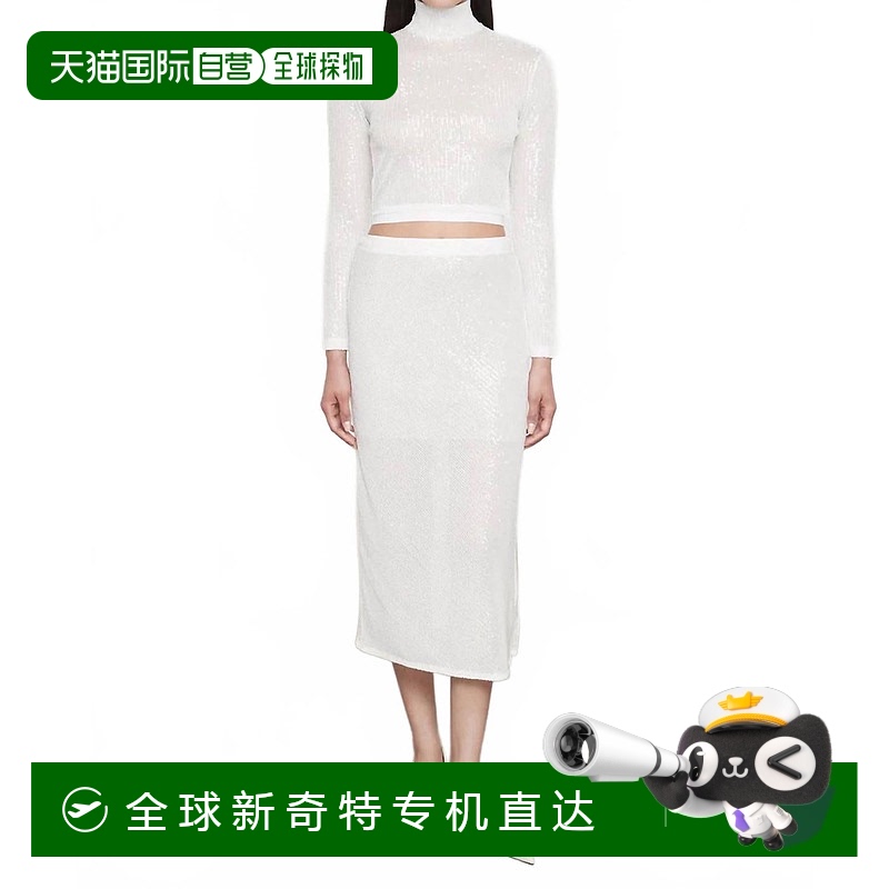 自營 enza costa米白色-米白色女式亮片斜裙 【美國奧萊】直發(fā)
