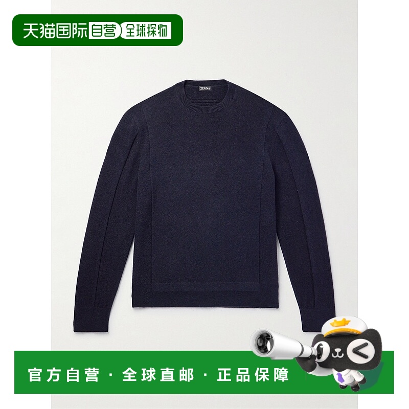 香港直邮zegna 杰尼亚 男士 Logo装饰磨毛羊毛羊绒混纺毛衣 UEB6M